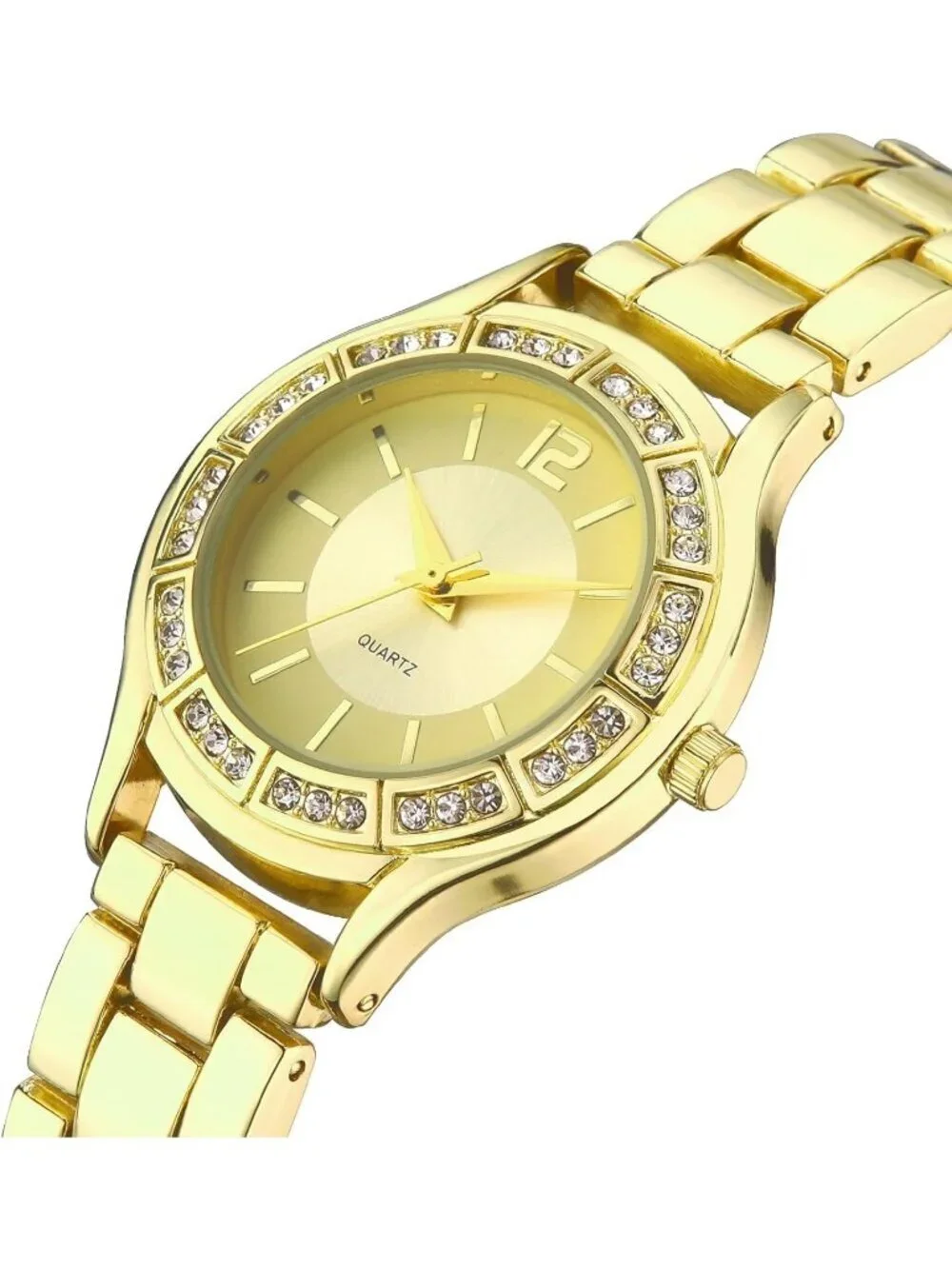 Womens Gold Analog Quartz Solid Relogio Feminino Waterproof Bracelet Wrist Watch